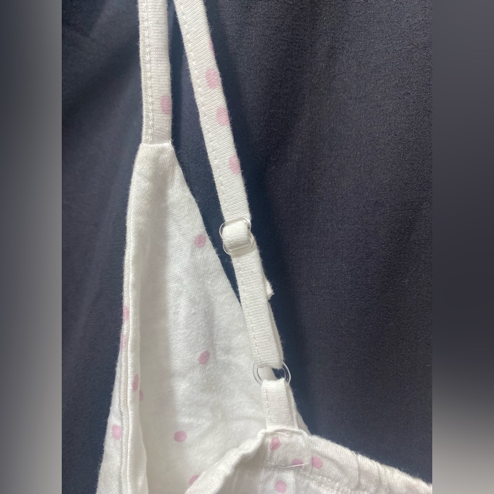 NWT White Adjustable Spaghetti Strap Dress w/ Purple Polka Dots - Picture 3 of 6
